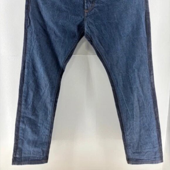 Akoo Denim Jeans Mens 34 Med Wash Dark Wash Blue Straight Leg Cotton Streetwear - Picture 2 of 8